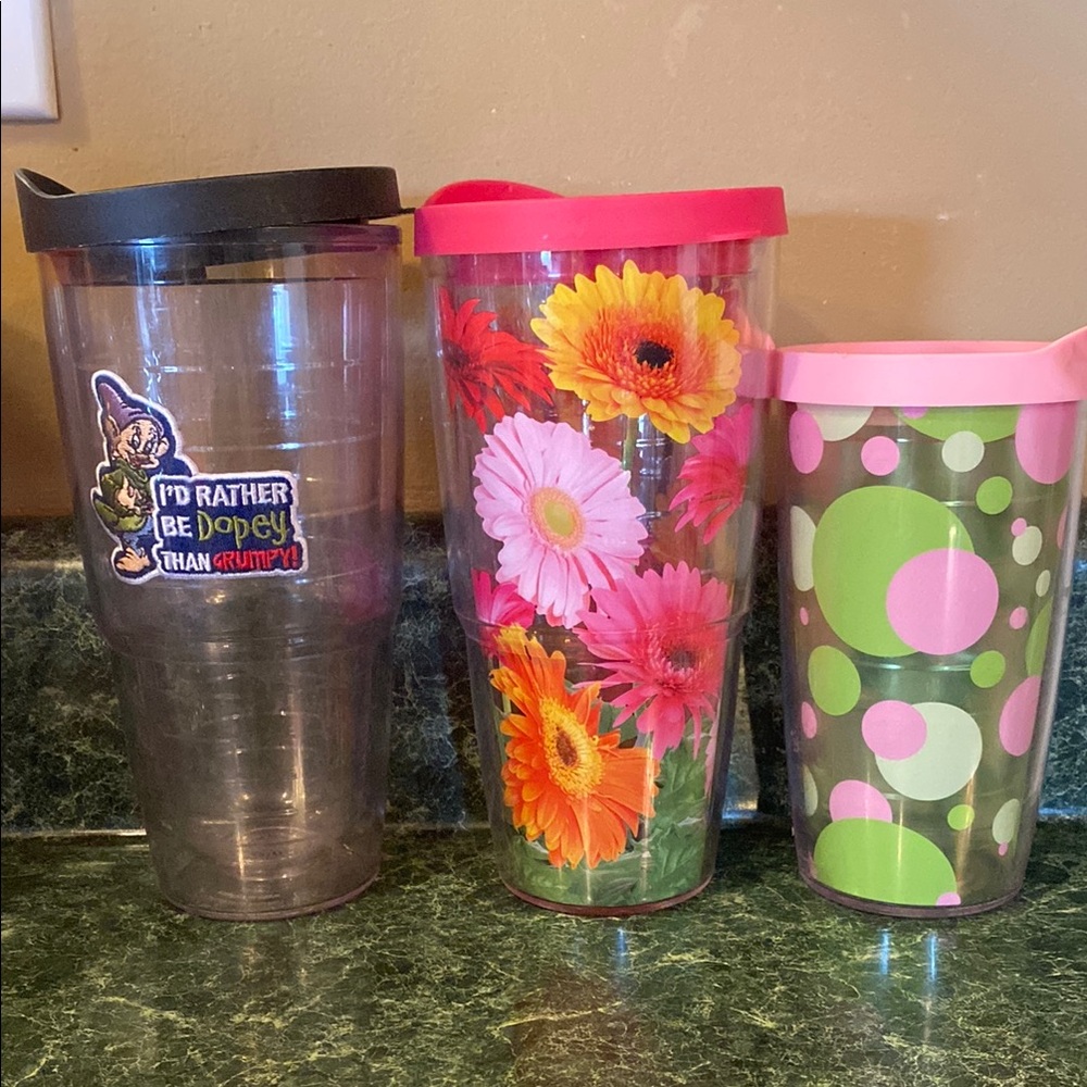 Colorful Tumbler Set with Floral and Polka Dot Designs